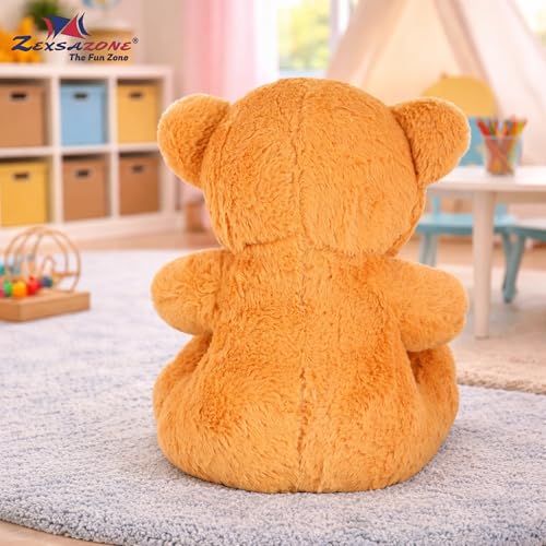 Image of ZEXSAZONE Toy Cute I Smile Soft Teddy Colored Huggable Bear | 32 cm | Plushie Soft Toys for Kids | Plush Soft Toys for Baby Boys and Girls Kids - Teddy | Best Valentine Gift (Brown)