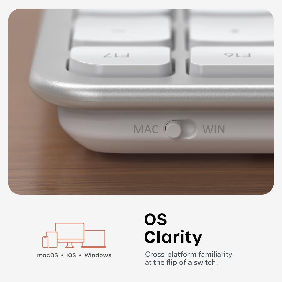 Satechi Slim LX3 Wired Keyboard, Full-Size Design with Cross-Platform OS Switching, USB-C or USB-A Connectivity, Designed for Mac and PC Setups, Silver