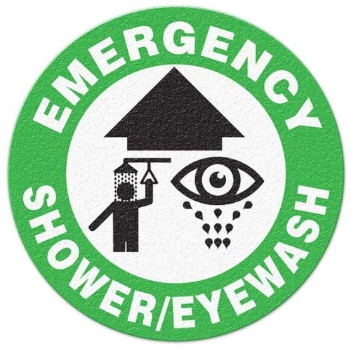 GHS Safety FS1040V, Emergency Shower/Eyewash Floor Sign, Pack of 10 pcs