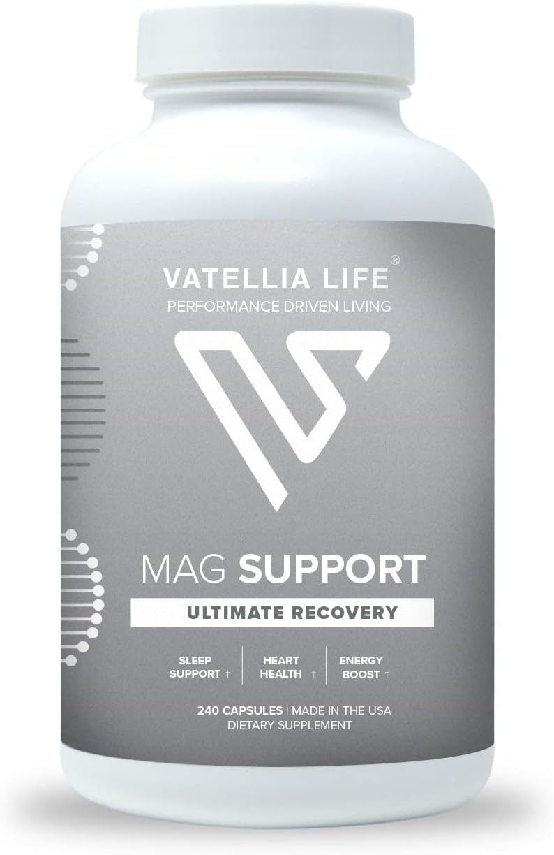 Vatellia Life | 500mg Magnesium Supplement | Slow Release | High Absorption | Dimagnesium Malate, Plus Vitamins C, B6, and B12 | 240 Tablets (60-Day Supply) | Heart, Bone, Muscle, Sleep Support