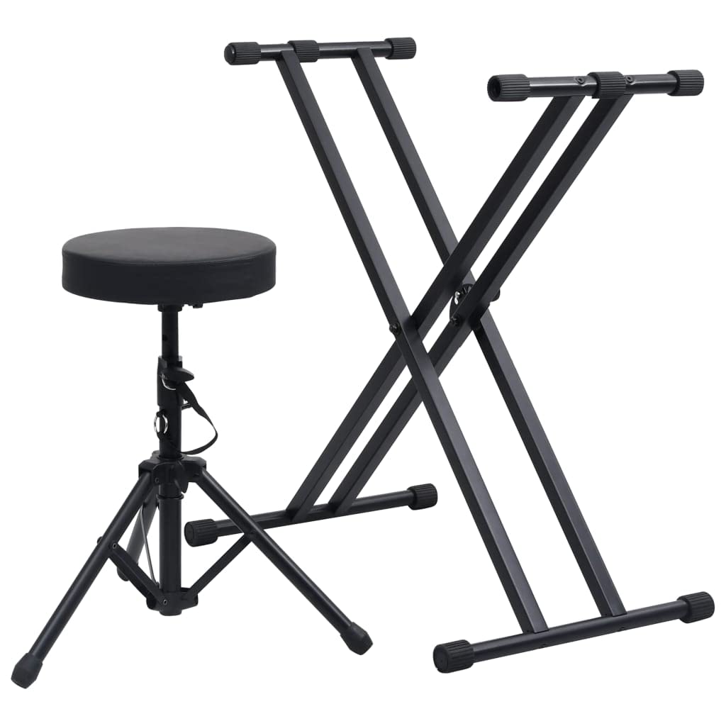 Set de Soporte para Teclado con Doble Refuerzo y Taburete Negro,Arte y Ocio,Hobbies y Artes Creativas,Accesorios para Instrumentos Musicales y de Orquesta,Banquetas y taburetes,6.4kg-70096