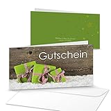 100 cupones de regalo para Navidad, 21 x 10,5 cm, DIN con cupón de compra navideño, largo, verde, blanco y rojo, a cuadros
