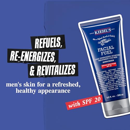 Image of Kiehl's Facial Fuel Moisturizer with SPF 20 for Men, Energizing Face Moisturizer for Dull Skin, Non-Greasy Feel, Hydrating Lotion and Broad Spectrum Sunscreen, with Caffeine, Vitamin C & Vitamin E