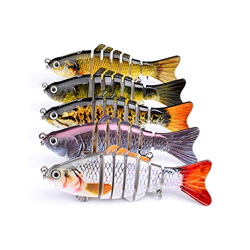 5 Peças Iscas De Pesca, Realista Multi-Articulado Isca De Pesca Artificial, Swimbait Afundando Ganch