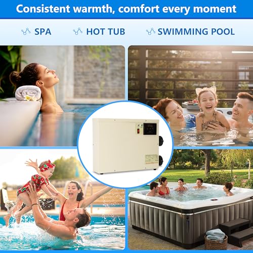 Foinwer 11KW 240V Pool Heater for Above Ground Pool, Electric Swimming Pool Heater with Touchscreeen, Hot Tub Thermostat for Spa, Bathtub, Above Inground Pool, 1500 Gallons (11KW)