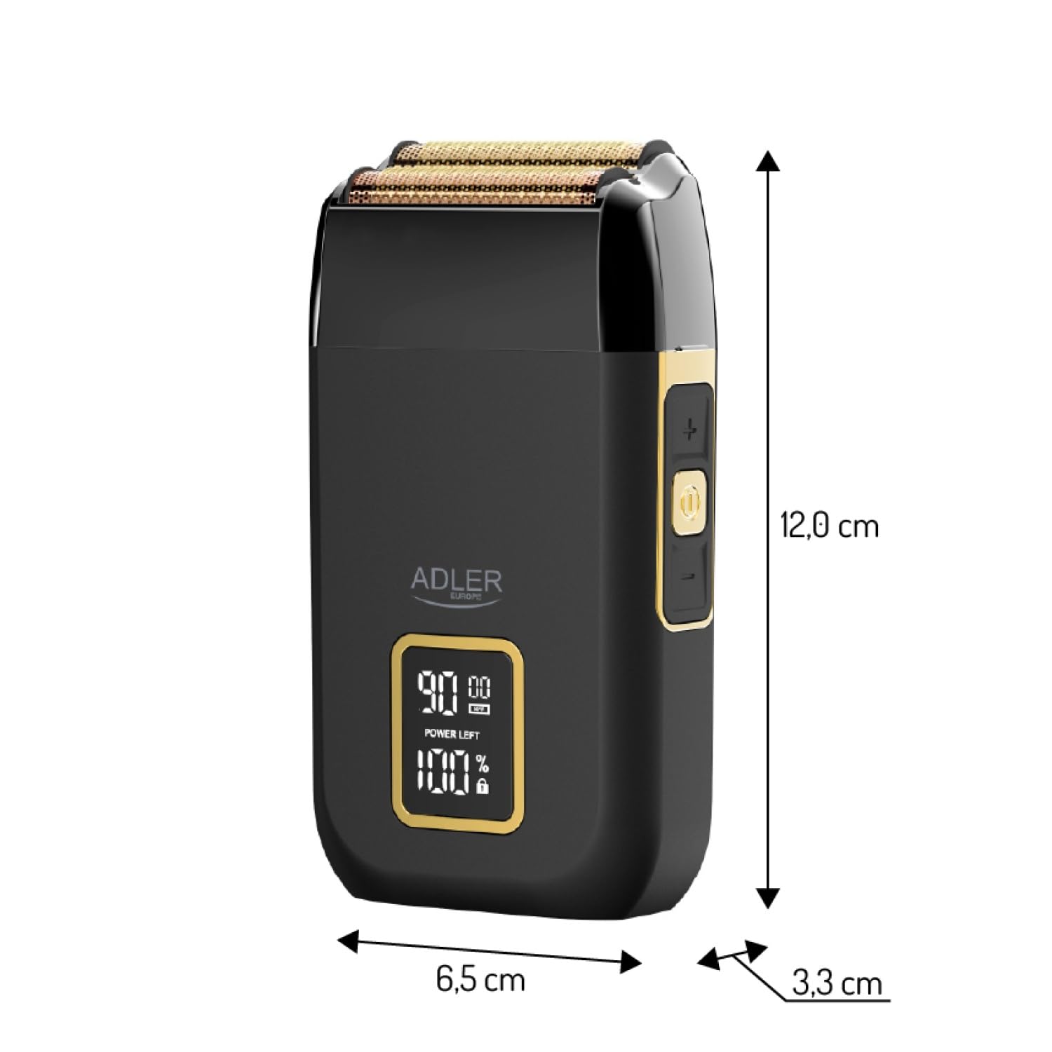 ADLER EUROPE AD 2947 profesjonalna golarka foliowa z podwójną głowicą golącą, folia tytanowa, 3 prędkości 7500-8500 obr./min, wyświetlacz LCD, USB-C, akumulator litowo-jonowy 1400 mAh