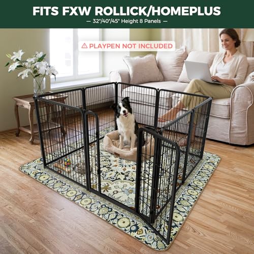 Image of FXW Washable Pee Pads for Dogs, Puppy Pads with Super Absorbent, Specifically Designed for FXW Rollick /Homeplus 32 /40 /45inch 8 Panels Dog Playpen, 71 inch Square, Boho Beige, 1 Pack