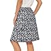 Zando Skorts for Women Dressy Casual Knee Length Skirts Hawaii Skorts with Pockets Drawstring Black and White Skirt with Shorts -Athletic Tummy Control -for Tennis Golf Black Flowers Leaves Large
