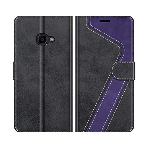 MOBESV fodral kompatibel med Samsung Galaxy Xcover 4, magnetiskt mobilfodral flip-fodral till Samsung Galaxy Xcover 4 telefonfodral, Svart/Violett