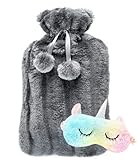 Wärmflasche mit Bezug, 2 l, Naturkautschuk, 2 l, perfekter Wärmbeutel zur Schmerzlinderung,...