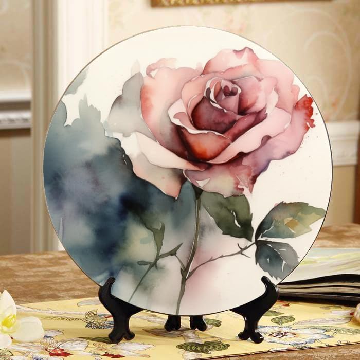 Elegant and Delicate 10-inch Ceramic Plate for Wall Display or Tabletop, with Stand & Hook DP-06506754