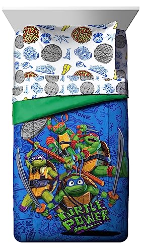 Image of Jay Franco Nickelodeon Teenage Mutant Ninja Turtles Twin Comforter Set - 5 Piece Bedding Includes Sheet Set & Pillow Covers - Super Soft Mutant Mayhem Microfiber Bed Set