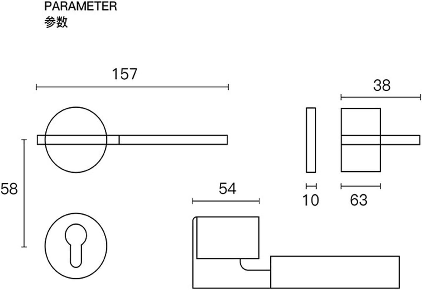 Nordic Door Lock Bedroom Silent Split Lock Black Steel Brushed Door Lock American Door Lock Simple Lock(Gris,72 Silent Lock)