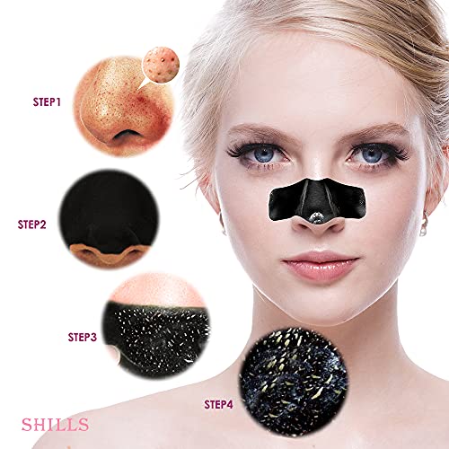 Shills Blackhead Remover, Charcoal Nose Strips, Charcoal Blackhead Remover Pore Strip, Charcoal Nose Strips, Oil Control Charcoal Strip, Peel Off Strips (18 Count) #TOP2