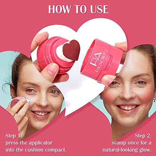 Pasnowfu Liquid Blush For Cheek, Stamp Blush With A Heart-Shaped Applicator, Natural Long-Lasting Blush, Buildable & Blendable Face Blusher, Lightweight Breathable Makeup Gift For Women, Reddish Brown #TOP2