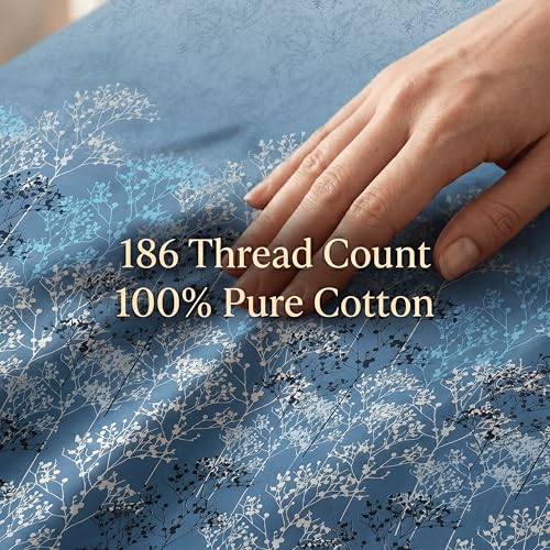 Image of Mafatlal Pure Cotton Single Bedsheet Combo Pack of 2 with Pillow Covers | Soft Breathable Printed Bed Sheets for Home | Green & Blue