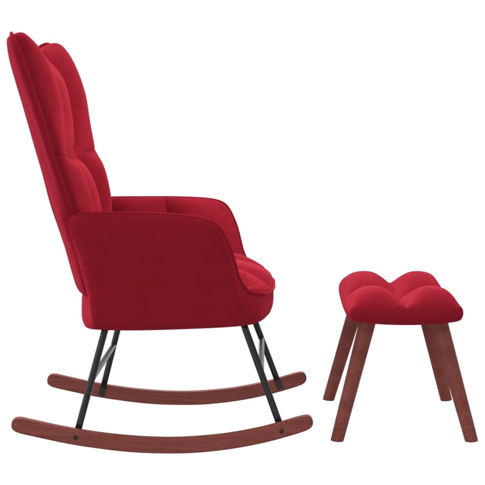 BaraSh Schaukelstuhl mit Hocker Samt Weinrot Sessel Wohnzimmer Sessel Mit Schlaffunktion
