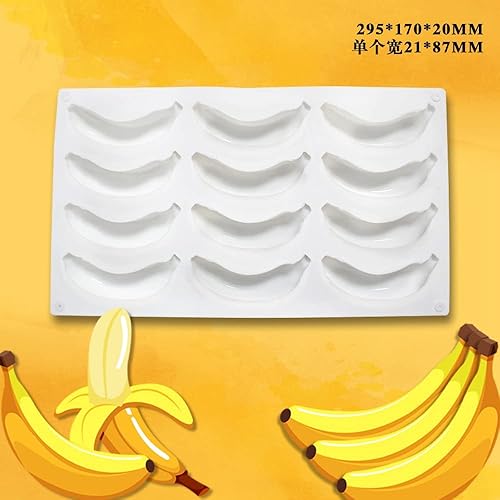 Miniatura 2 de Molde de silicona para hornear, antiadherente, pastelería, chocolate, pastel, postre, herramientas de decoración (banana, R_11.8x6.8x0.08 pulgadas)