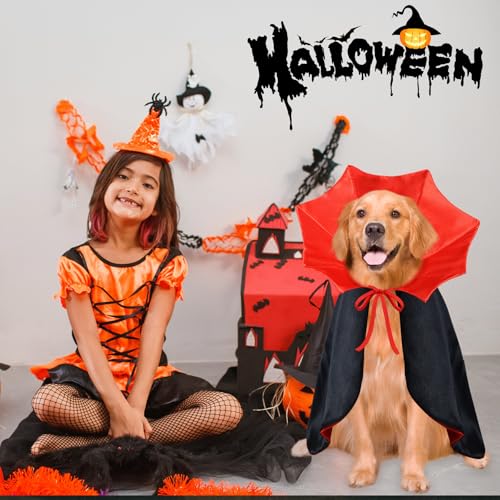 PAYHTOW Dog Halloween Costume Dog Vampire Costume Funny Pet Vampire Devil Cape Cloak Halloween Costumes for Small Medium Large X-Large Dogs Pets (Large) #1