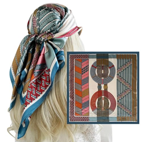 Large Silk Head Scarves Bandanas for Women,Elegance Square Lightweight Headscarf,35 Inches Hair Wraps The Shawl2