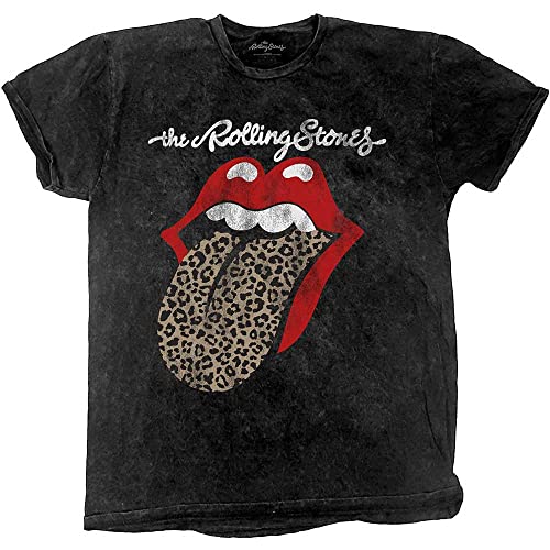 The Rolling Stones Leopard Tongue Officiel T-Shirt Hommes Unisexe - Les Beatles, Paul McCartney, John Lennon, RIngo Starr, George Harrison The Rolling Stones Leopard Tongue Officiel T-Shirt Hommes Unisexe