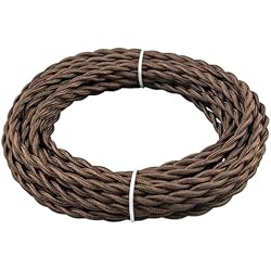 Lamparas Antiguas Venta URCIANOW Cable de Luz Trenzado de 10 Metro de Cable de Luz de Cuerda Trenzada Marrón 2 x 0,8 mm² 18 AWG Tela de Tela Alambre Eléctrico de 18 AWG de Estilo Antiguo Cable Eléctrico Para Lámpara Antigua
