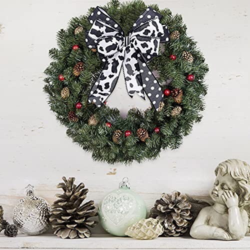 Woiworco 6 Rolls 30 Yards Animal Print Ribbon Burlap Wired Edge Ribbon, 2 Inch Cow Print Wired Ribbon For Gift Wreath, Wired Ribbon For Gift Wrapping Bow Craft Xmas Party Decoration #TOP6