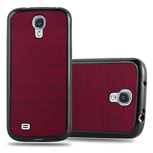 Cadorabo Funda para Samsung Galaxy S4 en Wooden Rojo   Cubierta Proteccíon de Silicona TPU Delgada e Flexible con Antichoque   Gel Case Cover Carcasa Ligera