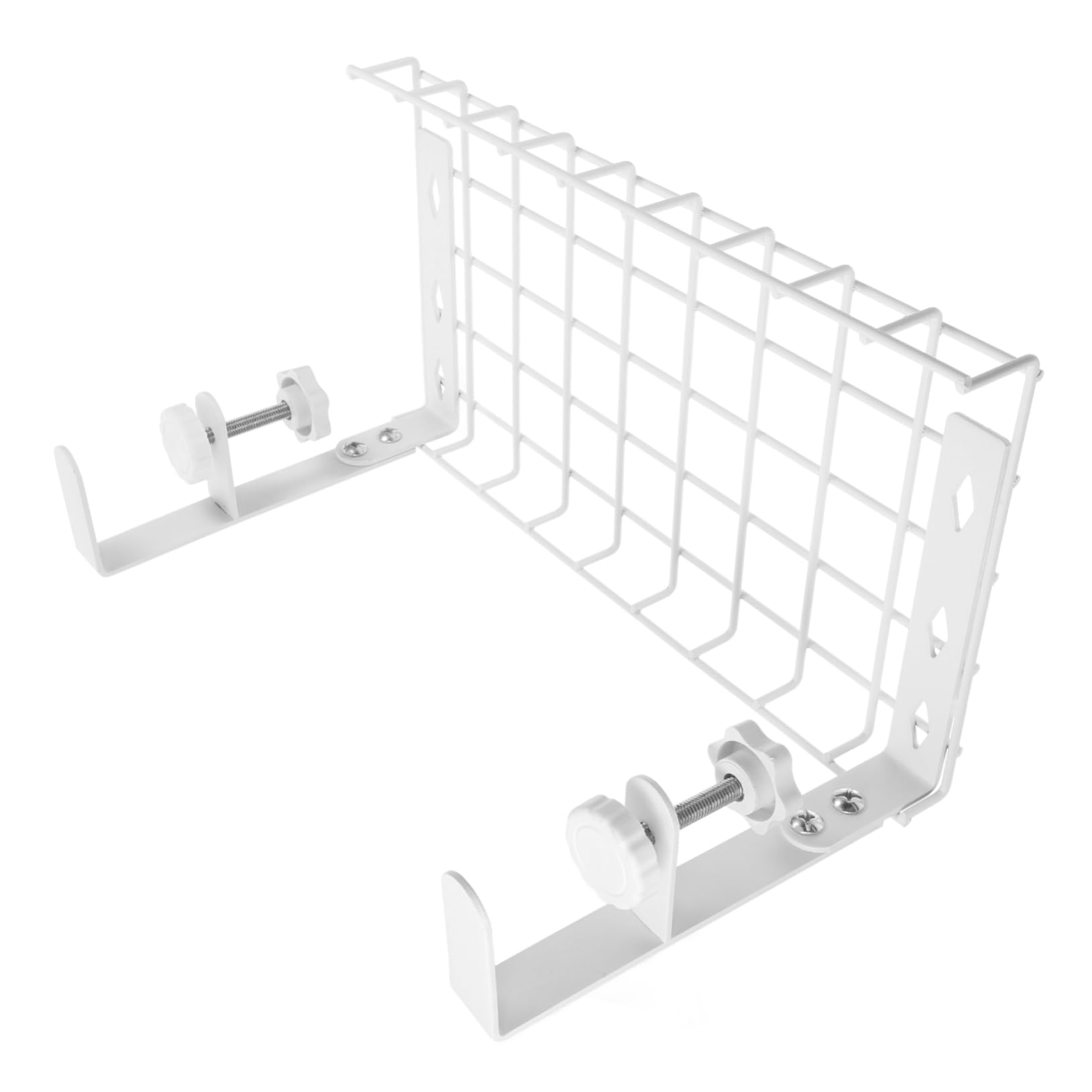 NUOBESTY Organizzatore di Cavi da Scrivania senza Trapano in Ferro Bianco Grande Capacità per Ufficio e Setup Gaming Design Moderno Minimalista