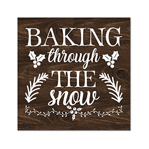 Plaque murale en bois Baking Through The Snow rustique 35cm