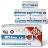 Alcohol Prep Pads - 70% Isopropyl Alcohol Wipes, 1000 Pack Individually Wrapped Alcohol Pads Bulk - Great for Home, Medical and First Aid Kits