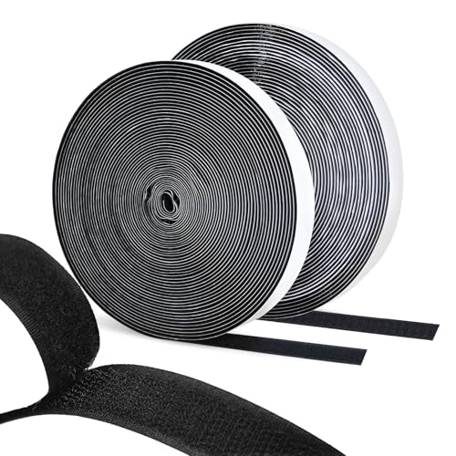 Wantli Adesivo Forte Biadesivo, Double Face 10M x 20mm Hook Loop Autoadesivo, Strisce Laccio Adesivo Tessuto Forte Autoadesivo Extra, per Cornici Foto Zanzariere Tappetini Auto (nero)