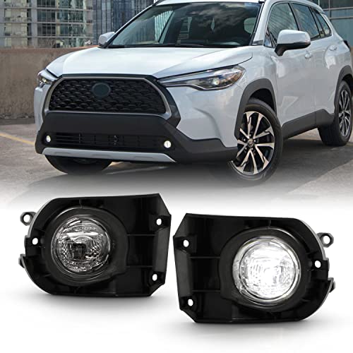 AKKON - Fits 2020-2024 Toyota Corolla Cross LED Bumper Chrome Fog Lights Pair w/Wiring Harness Power Switch Accessories