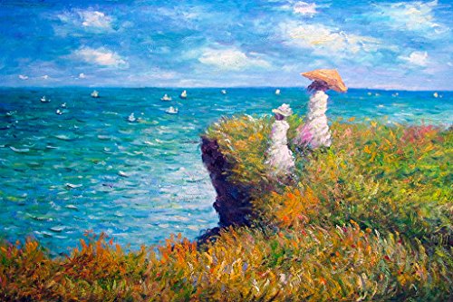 Claude Monet The Promenade On The Cliff Impressionist Art Posters Claude Monet Prints Nature Landscape Painting Claude Monet Canvas Wall Art French Wall Decor Cool Wall Decor Art Print Poster 18X12 #TOP12