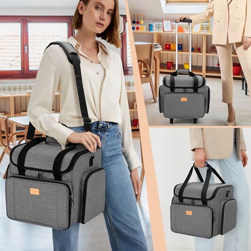 Luxja Sac à roulettes pour Professeur avec Chariot Détachable, Gris – vue 5