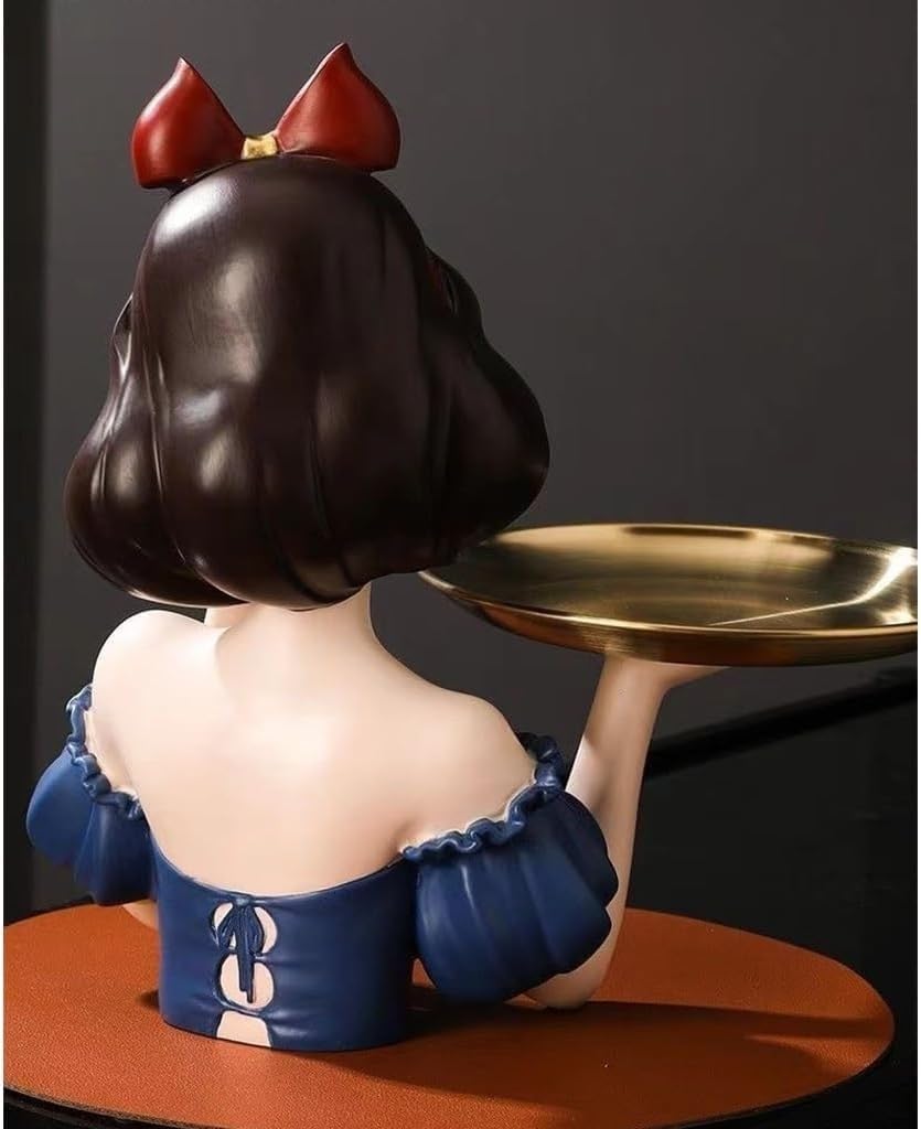 Key Tray Gold Decorative Trays Girl Statues for Home Decor Ornament Storage Home Decoration Jewelry Dish Tray Phone Coin Watches Candy Tray Wedding Gifts (Size : Blue)