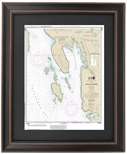 Framed Nautical Map 13322 : Winter Harbor, Maine- Standard Size. Handmade in USA