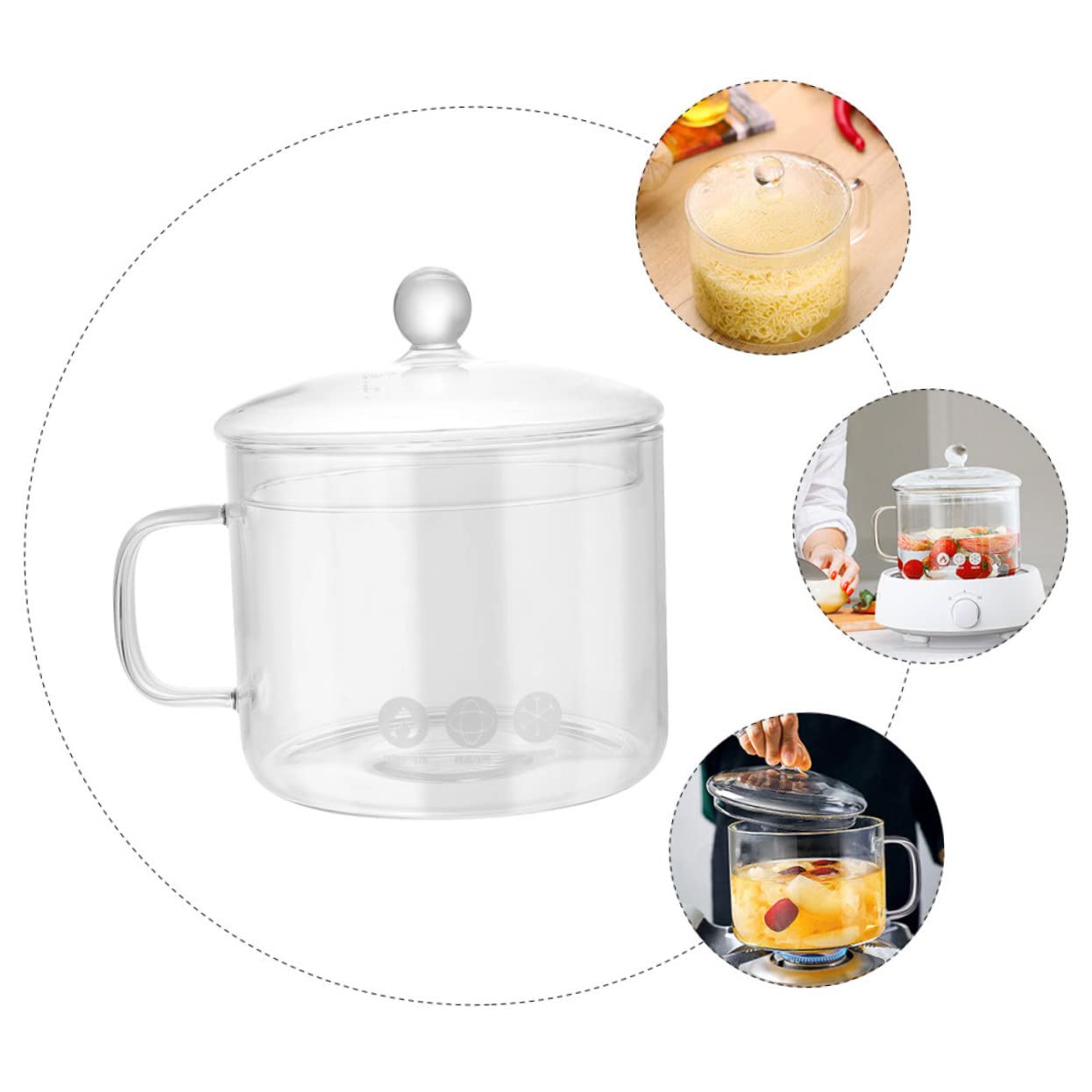 Hitzebeständiger Glas schmortopf mit Deckel Transparenter Kochtopf für Herd und Mikrowelle Großer Glas topf für Suppe Babynahrung und Nudelgerichte Vielseitig Einsetzbar