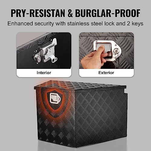 Image of VEVOR Trailer Tongue Box, Heavy Duty Trailer Tongue Tool Box Storage Organizer with Lock & Keys, Utility Tool Chest for Pickup Truck Bed, RV, SUV, Off-Road Vehicle, Aluminum, 33 inch x 19 inch x 18 inch, Black