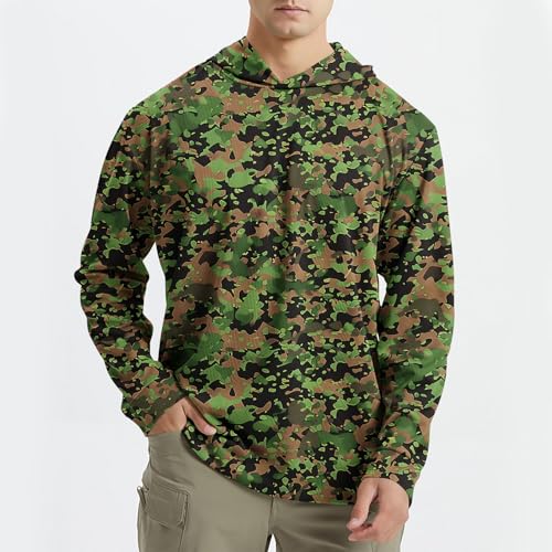 Men's UPF 50+ Sun Protection Hoodie Shirt Long Sleeve Vintage Fishing Outdoor Hiking Lightweight Camo Hooded Shirts2