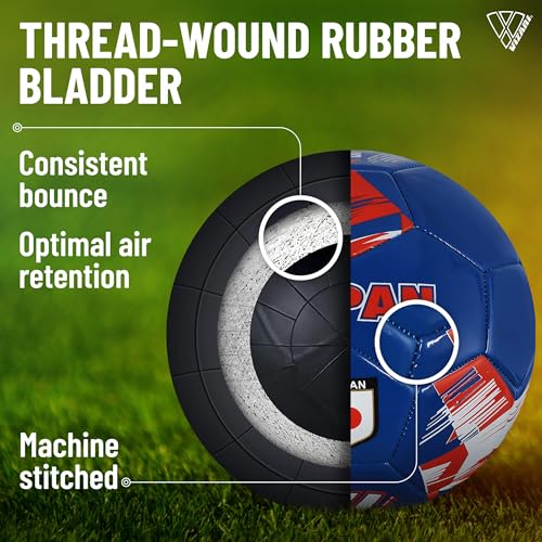 Image of Vizari Country Soccer Ball - Size 3, 4, 5 for Kids, Youth, Adults | Practice & Match Football: USA, Mexico, Argentina, Brazil, Germany, Portugal, England