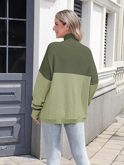 Image of Sweater for Women Winter Turtleneck Long Sleeve Pullover Tops Casual Oversized Knitted Sweaters