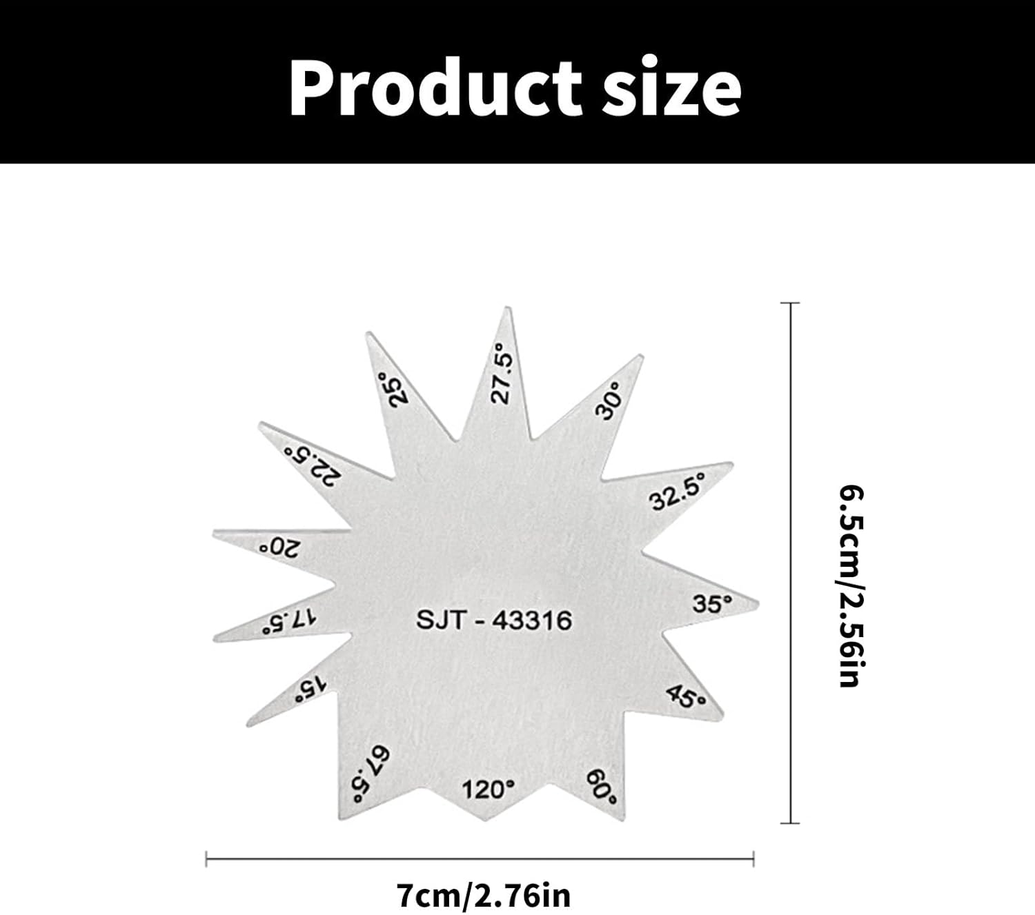 15-120 Degree Measuring Tool Angle Gauge Stainless Steel Multi-Function Angle Gauge Clear Scale Woodworking Measuring Gauge