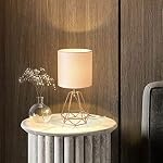 Lampe de table en métal vintage, lampe de bureau moderne géométrique avec TC Tissu Shade, Ferme Écaillé Base Petit Table de Nuit Lampe pour Chambre Salon France Or