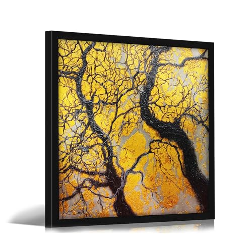 MUSM Wall Art Tree of Life Black and Gold Abstract