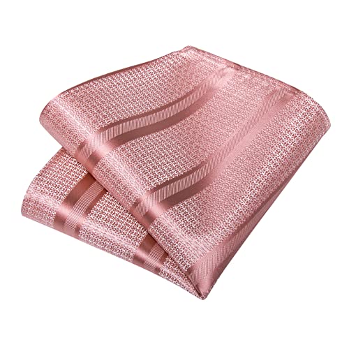 Image of DiBanGu Mens Striped Tie Silk Woven Necktie and Pocket Square Cufflinks Tie Clip Set Wedding Business Formal Gift Tie for Men