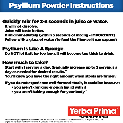 Yerba Prima Psyllium Husks Powder 12 Oz (Pack Of 2) - Natural Fiber Supplement - Colon Cleanse - Gut Health - Vegan, Non-Gmo, Gluten-Free - Both Soluble & Insoluble Bulk For Regularity Support (New Label - Packaging May Vary) #TOP1
