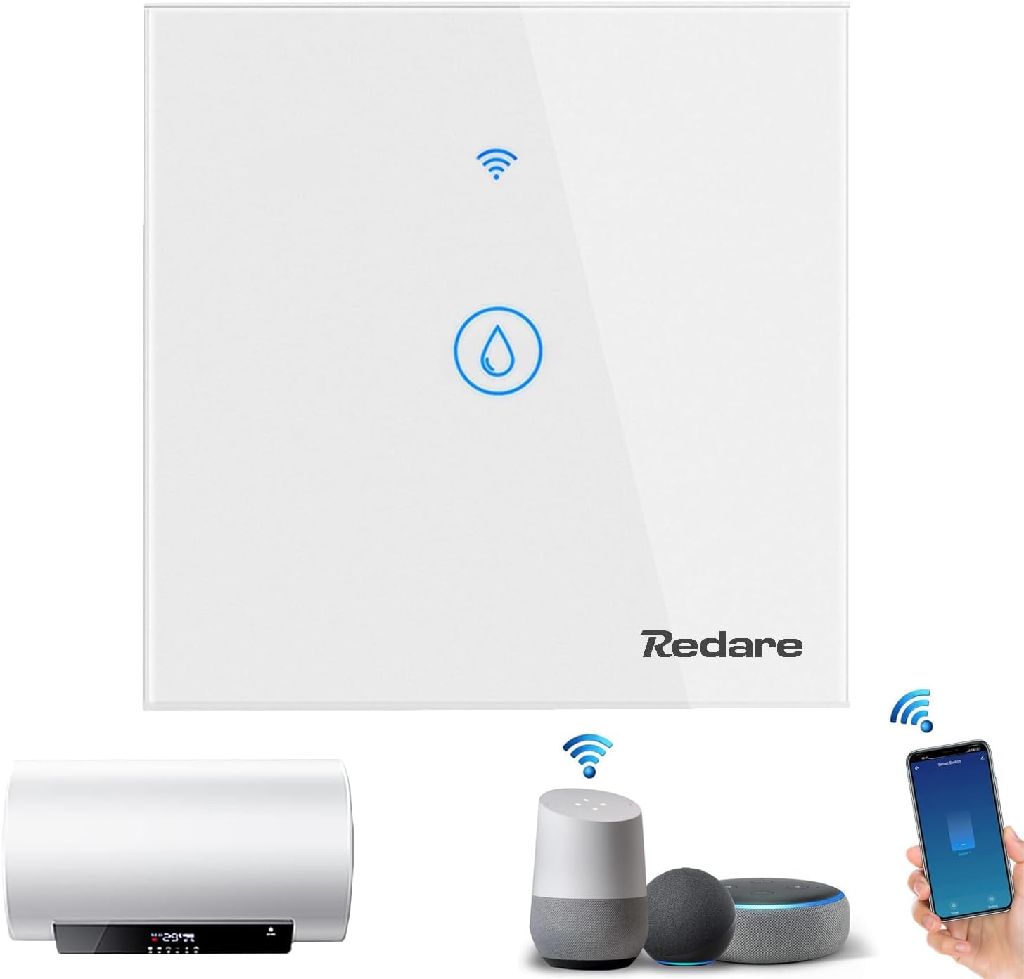 Smart Water Heater Switch,20A 4400W WiFi Smart Boiler Switch,Heavy Duty WiFi Pump Controller for Pool Pump, Water Heater, Air Conditioner, Compatible with Alexa Google Home (Tuya 20A, White)
