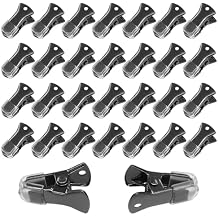 Jiozermi 30 Pcs 20x8mm Black Small Metal Clips, Non-Slip Clips with Rubber Cover Mini Alligator Clips Metal Spring Clamps DTY Clips for Craft Decoration ID Badge Holder Office
