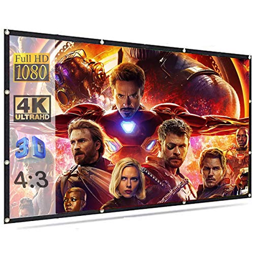 Image of MOIZ Projector Screen Upgraded inch 4:3 HD Portable Eyelet Screen Premium Indoor Outdoor Movie Screen Anti-Crease Projection #10 (8 ft. (W) x 6 ft. (H) - 120 inch Inch)